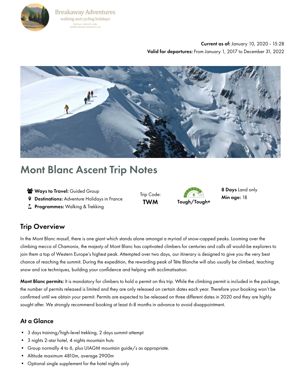 Mont Blanc Ascent Trip Notes