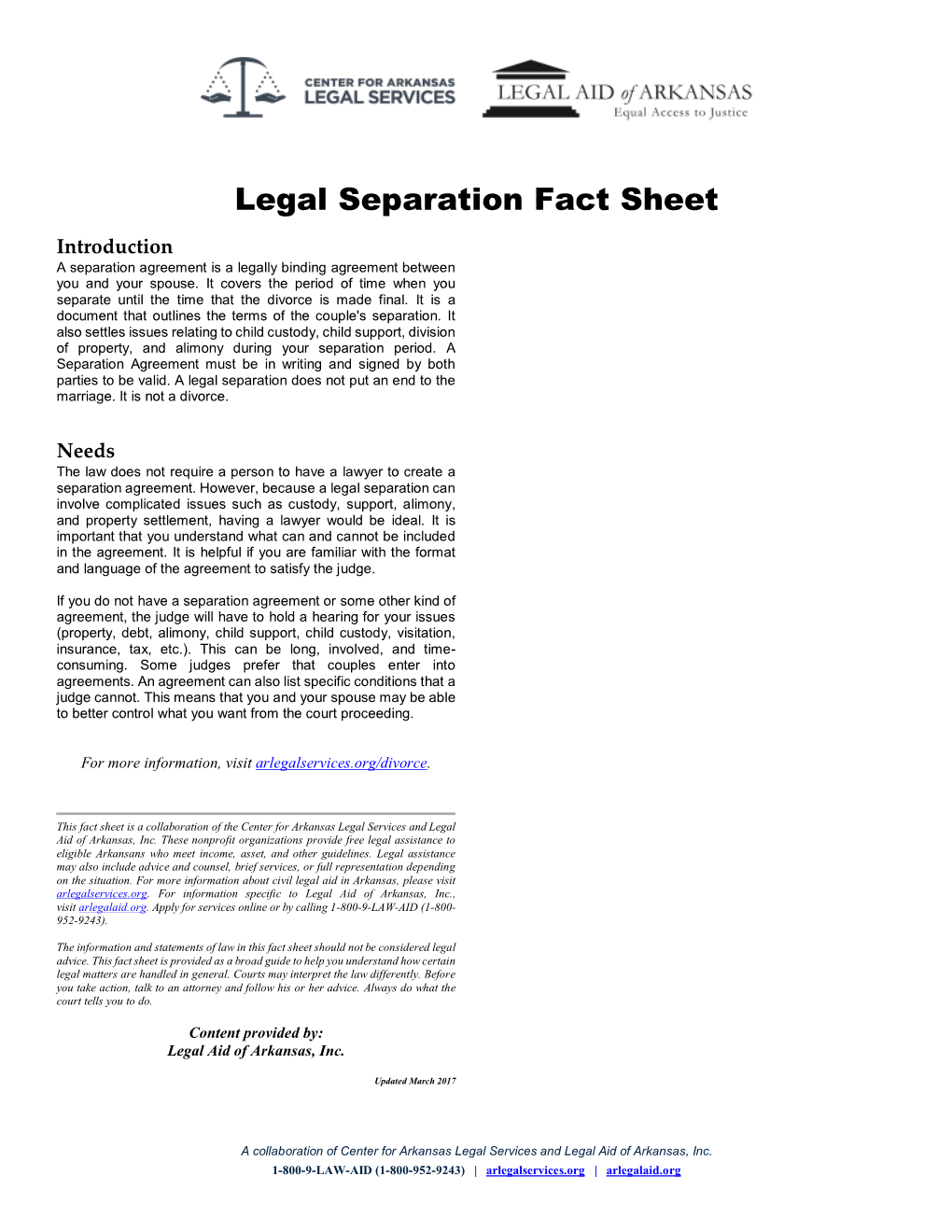 Legal Separation Fact Sheet