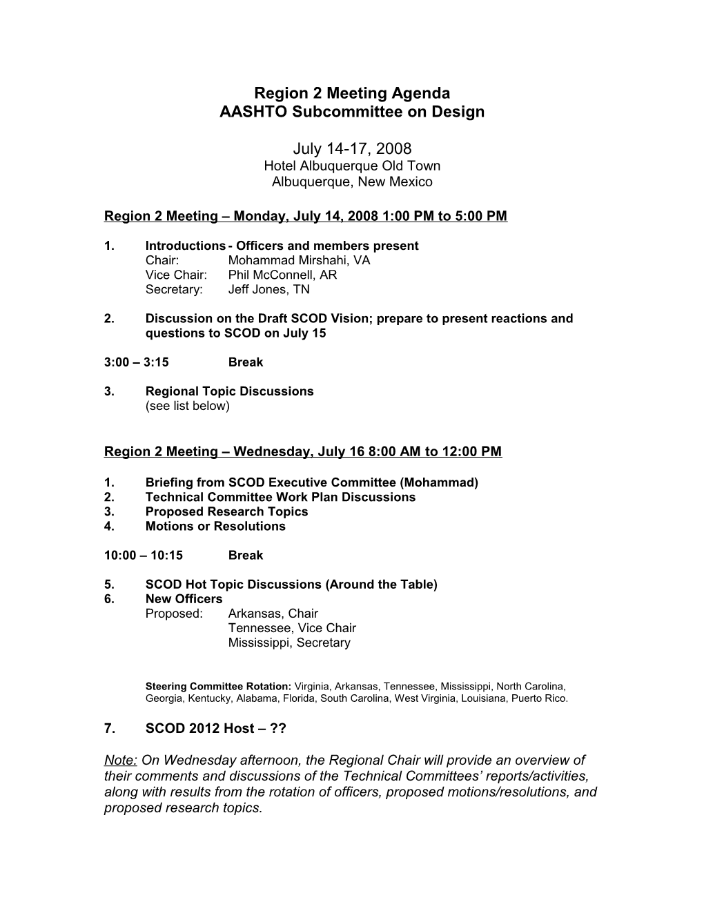 Region 2 Meeting Agenda