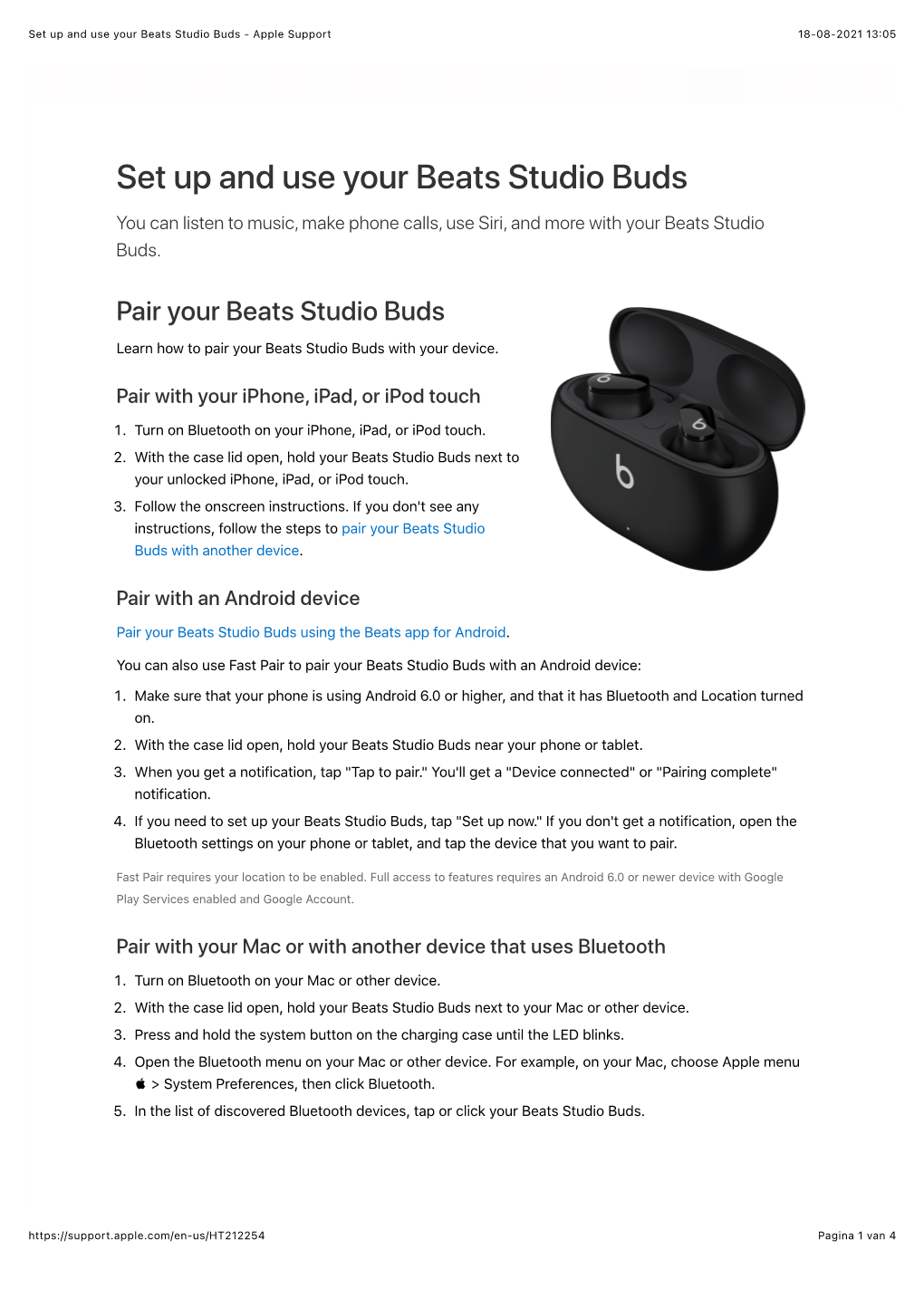 Set up and Use Your Beats Studio Buds - Apple Support 18-08-2021 13:05