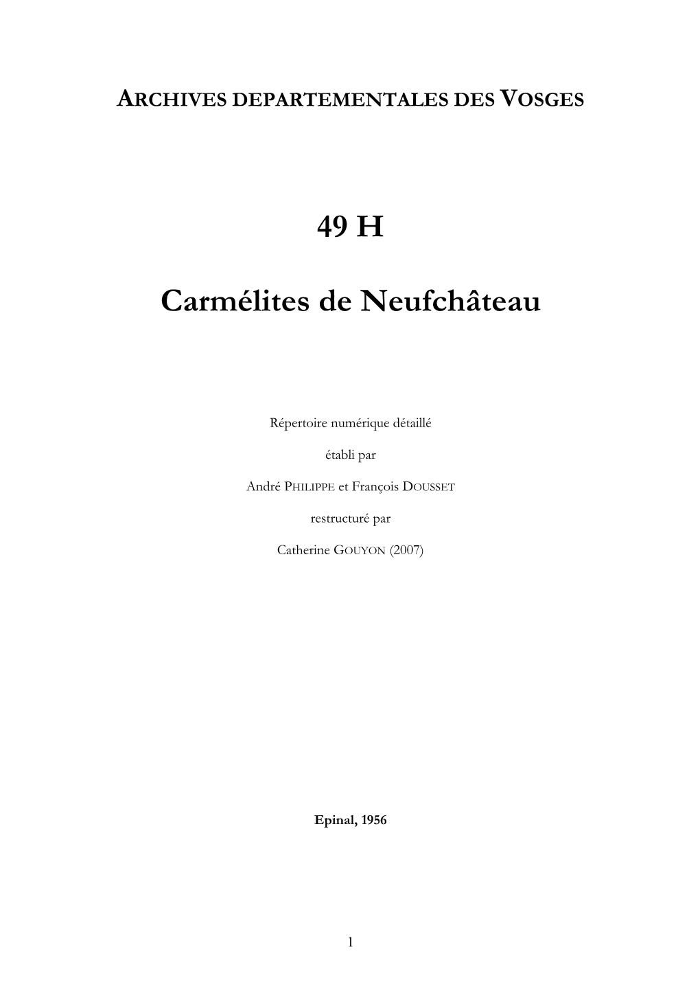 49 H Carmélites De Neufchâteau