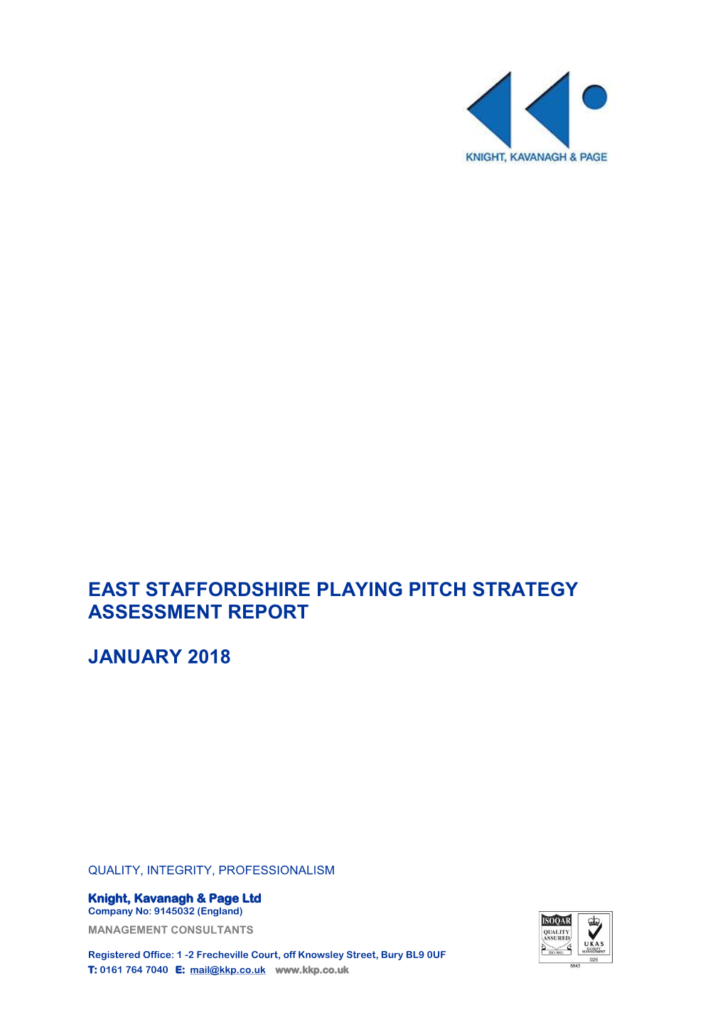 East Staffordshire Playing Pitch Strategy Assessment Report January