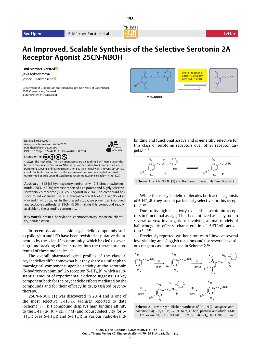 An Improved, Scalable Synthesis of the Selective Serotonin 2A Receptor Agonist 25CN-NBOH