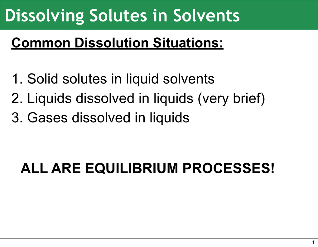 Intermolecular Forces in Solubility