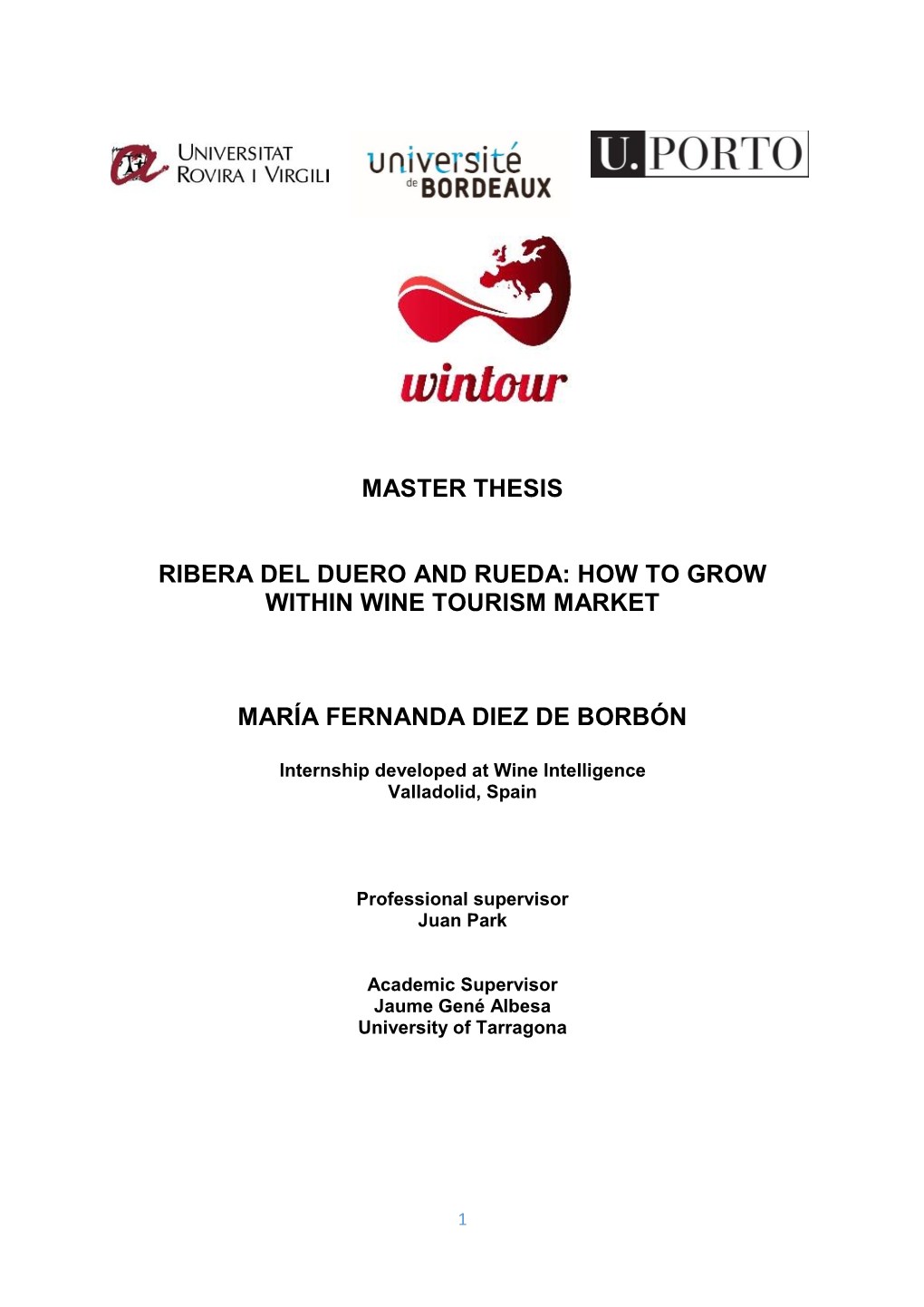 Master Thesis Ribera Del Duero and Rueda