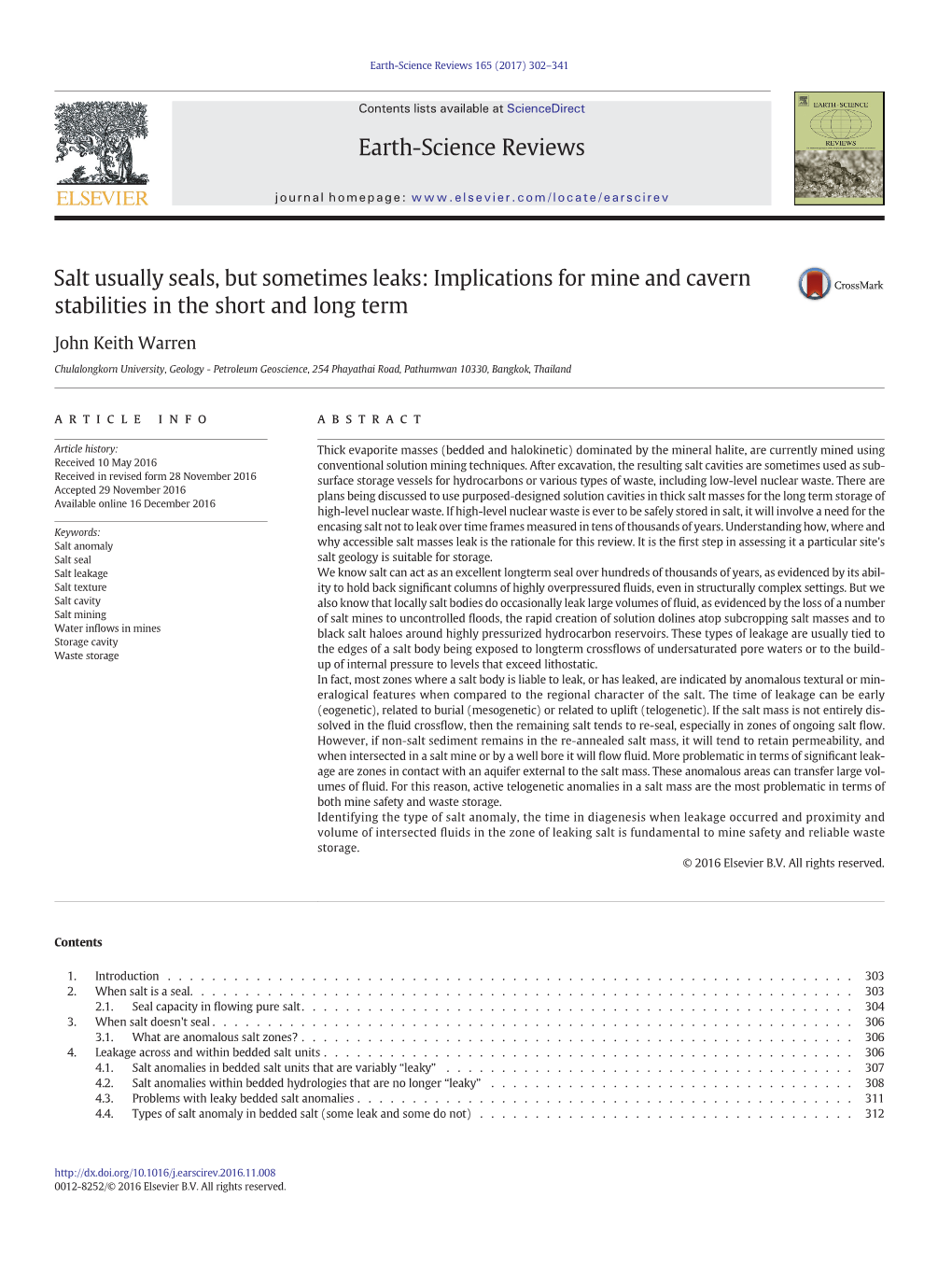 Implications for Mine and Cavern Stabilities in the Short and Long Term