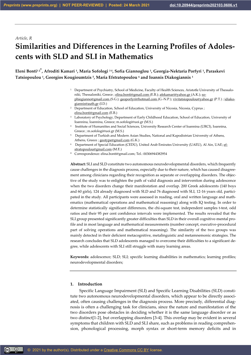 Cents with SLD and SLI in Mathematics