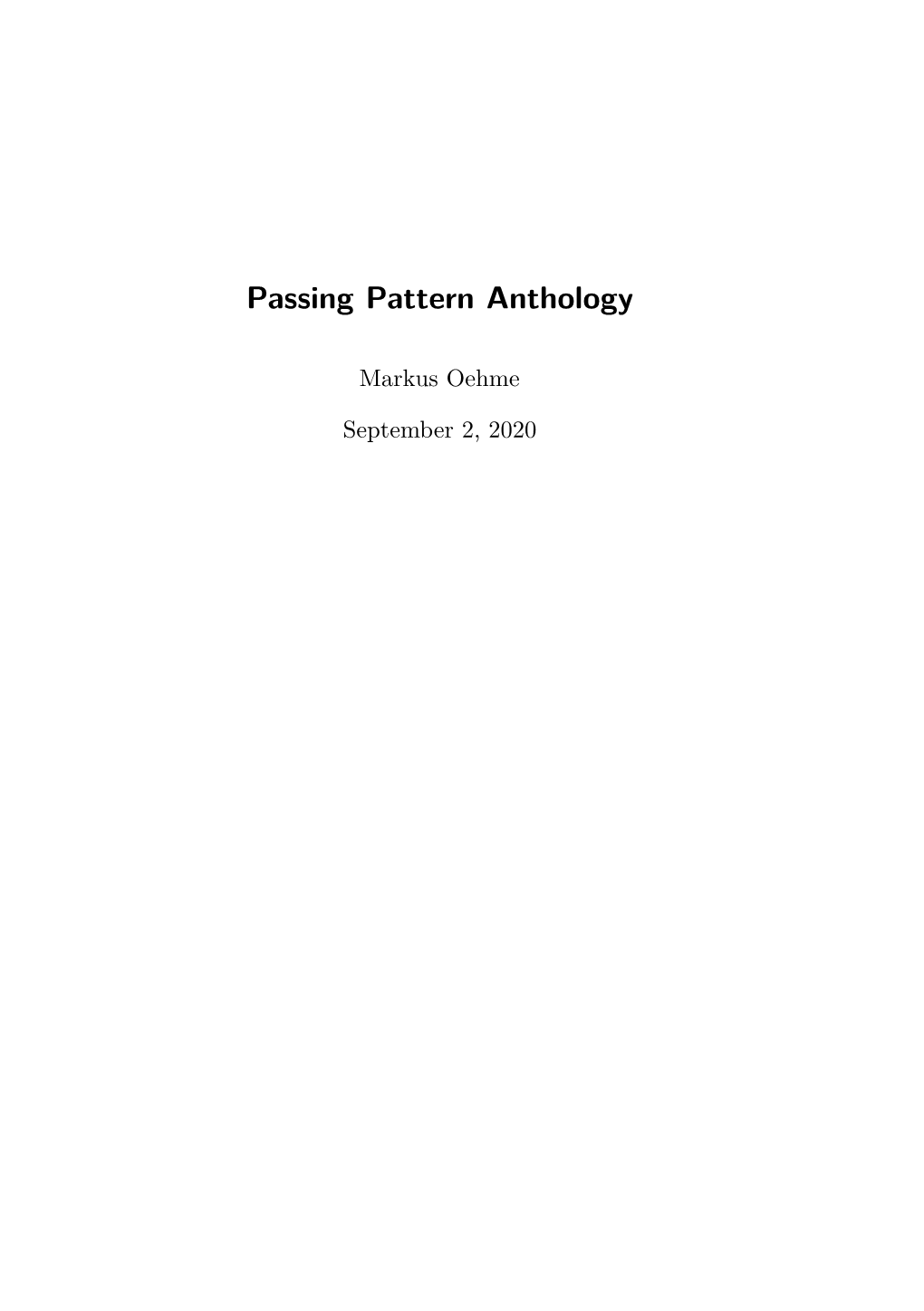 Passing Pattern Anthology