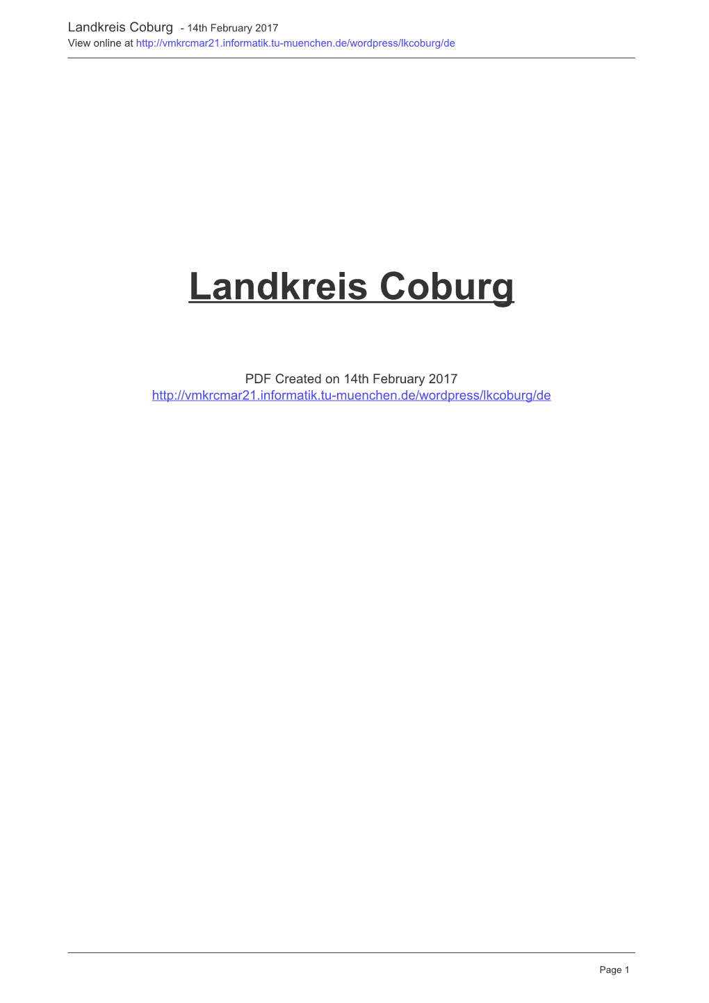 Landkreis Coburg - 14Th February 2017 View Online At