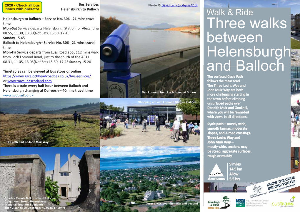 Helensburgh to Balloch Walk & Ride Helensburgh to Balloch – Service No