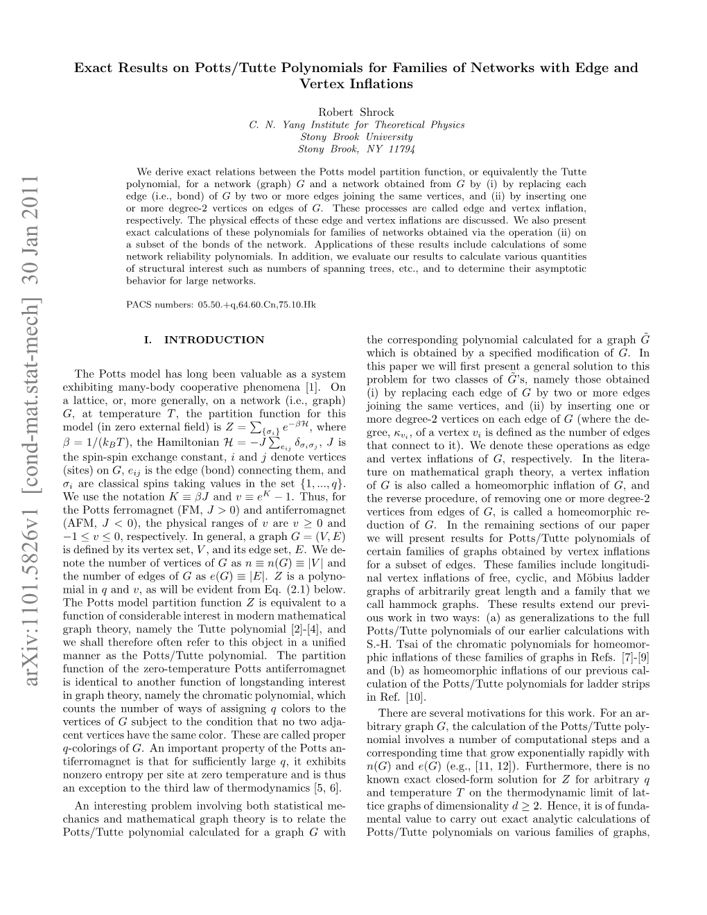 Exact Results on Potts/Tutte Polynomials for Families Of