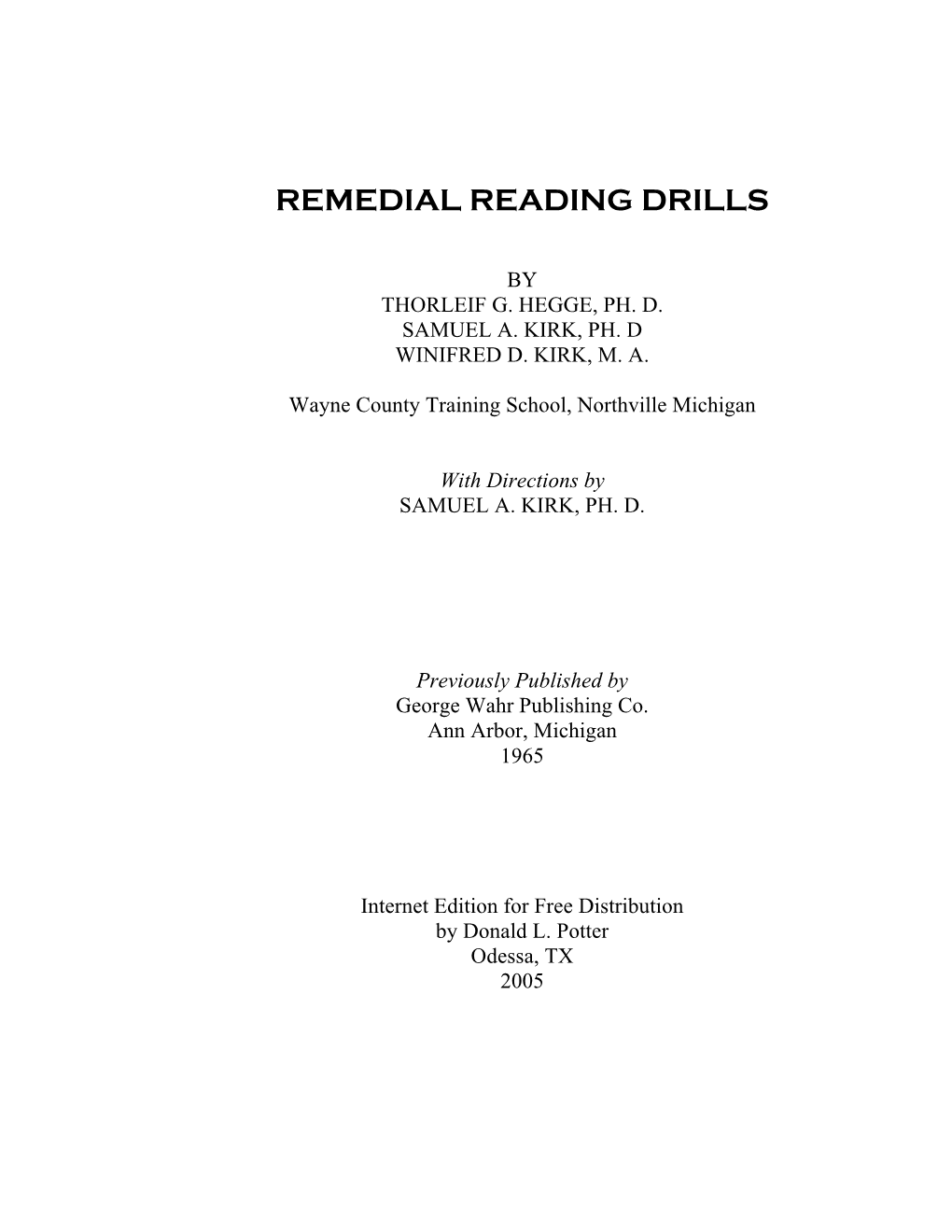 Remedial Reading Drills