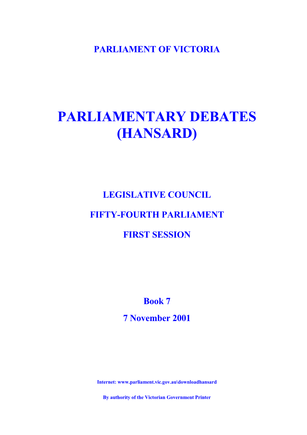Council Spring Parlynet Weekly Book 7 2001