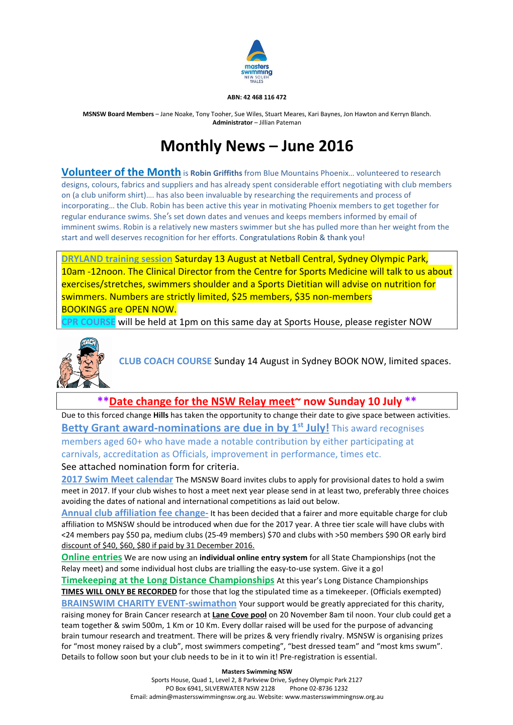 Monthly News – June 2016