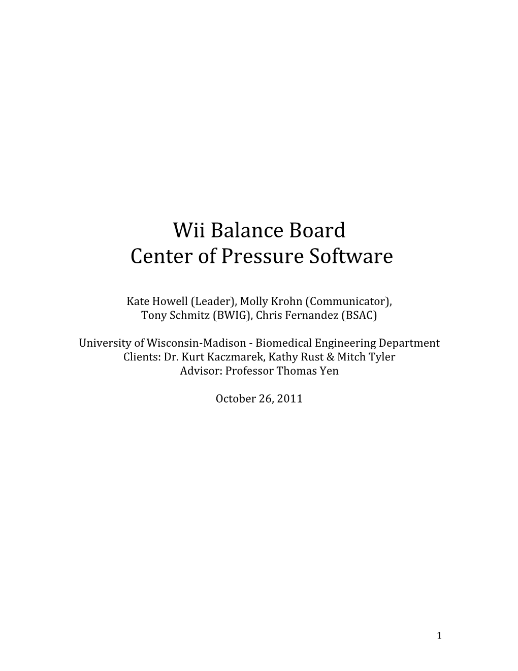 Wii Balance Board Center of Pressure Software