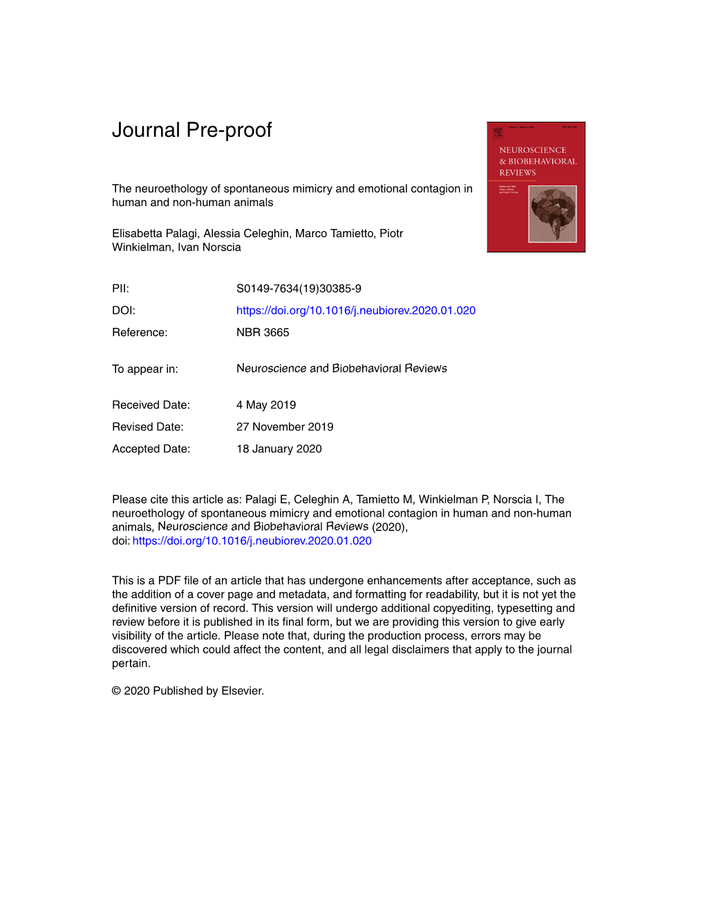 The Neuroethology of Spontaneous Mimicry and Emotional Contagion in Human and Non-Human Animals