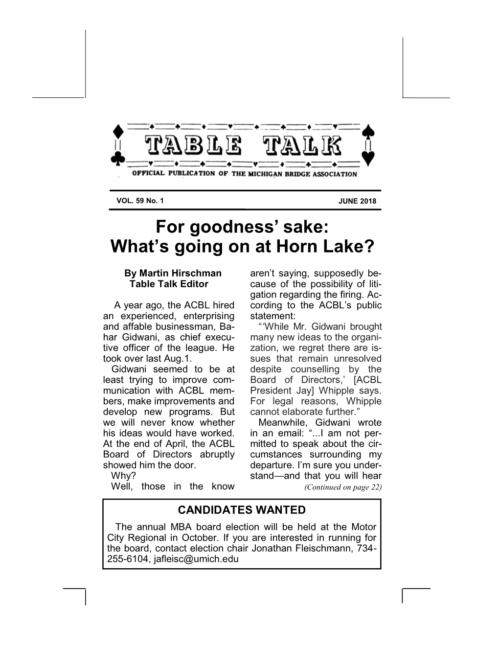 For Goodness' Sake: What's Going on at Horn Lake?