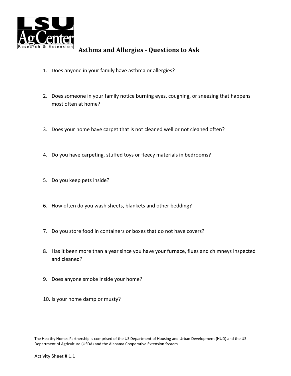 Asthma and Allergies - Questions to Ask