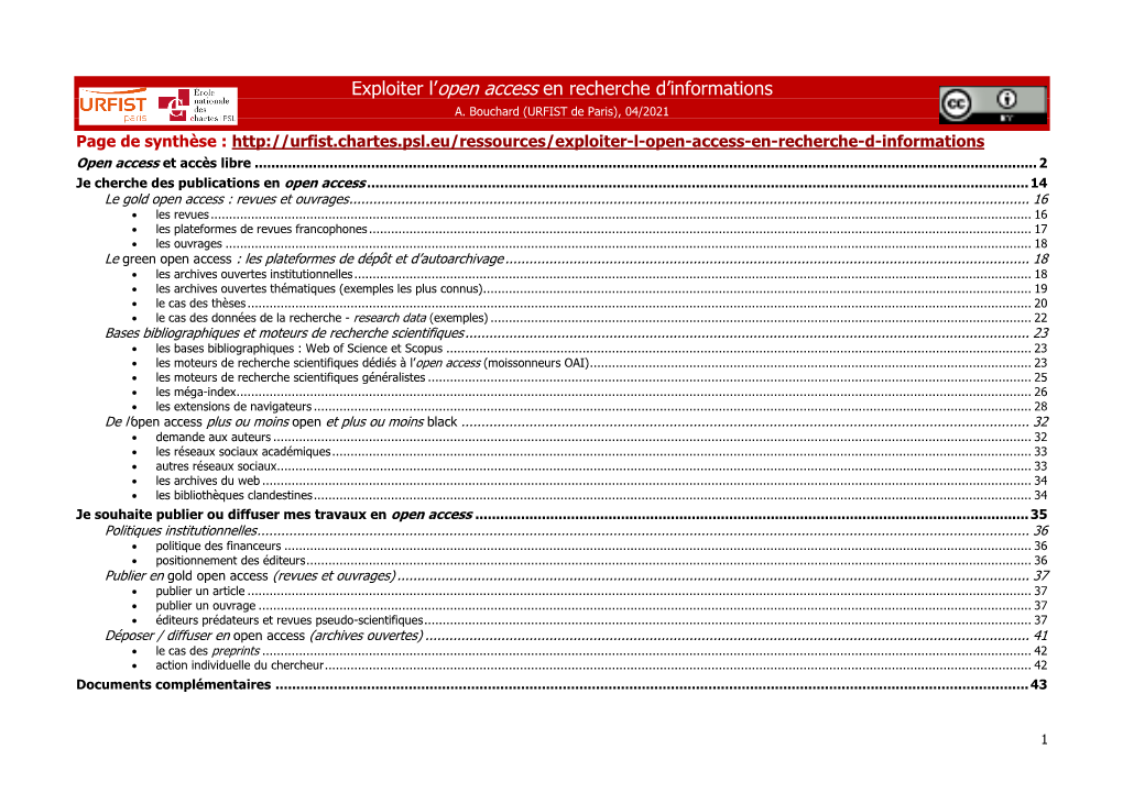 Exploiter L'open Access En Recherche D'informations