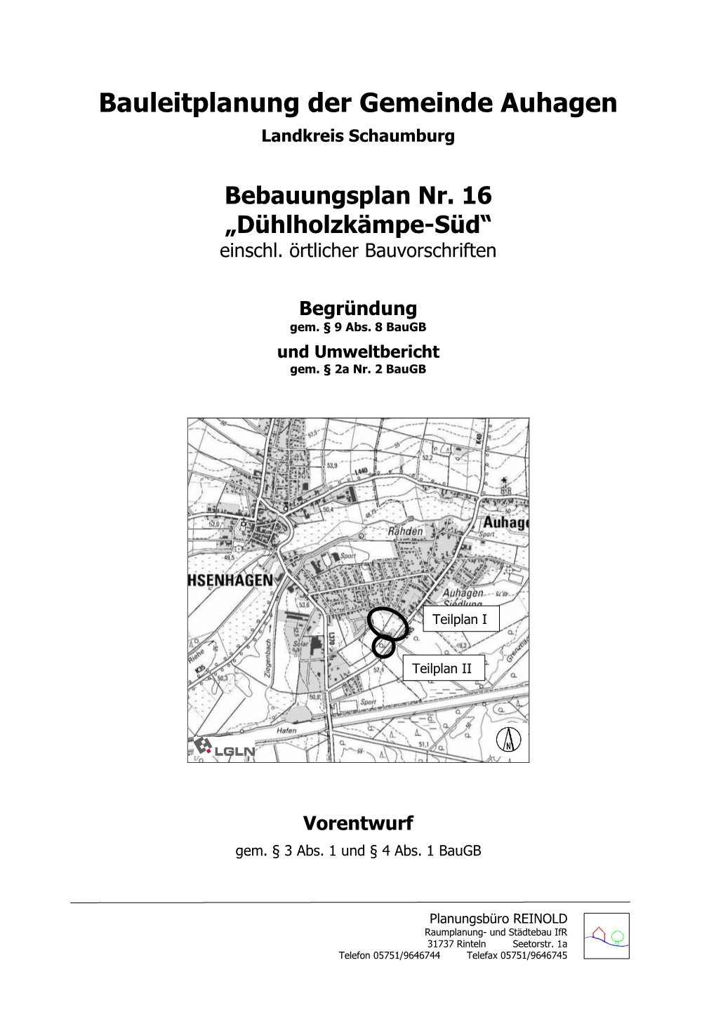 Bauleitplanung Der Gemeinde Auhagen Landkreis Schaumburg