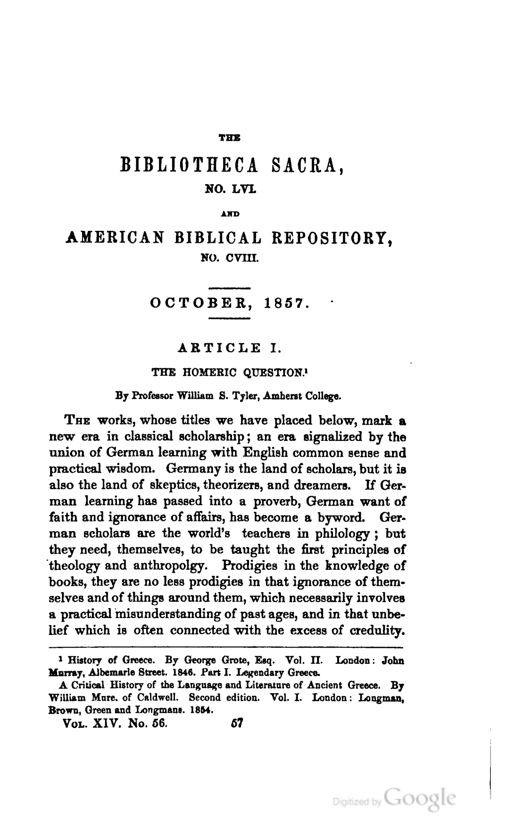 THE HOMERIC QUESTION.' by Professor William S