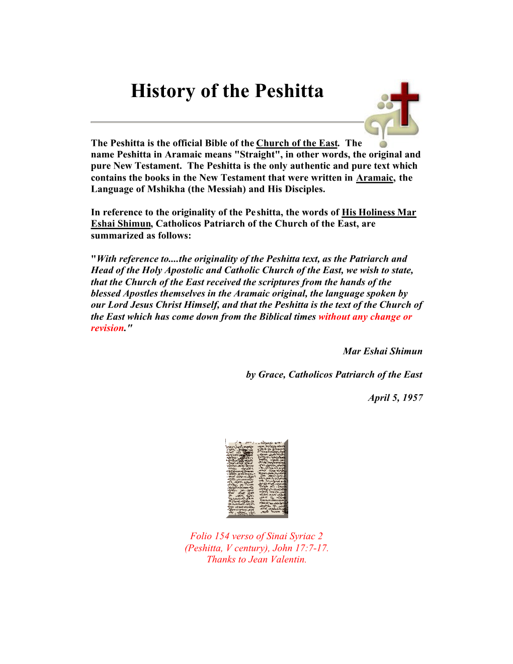 History of the Peshitta