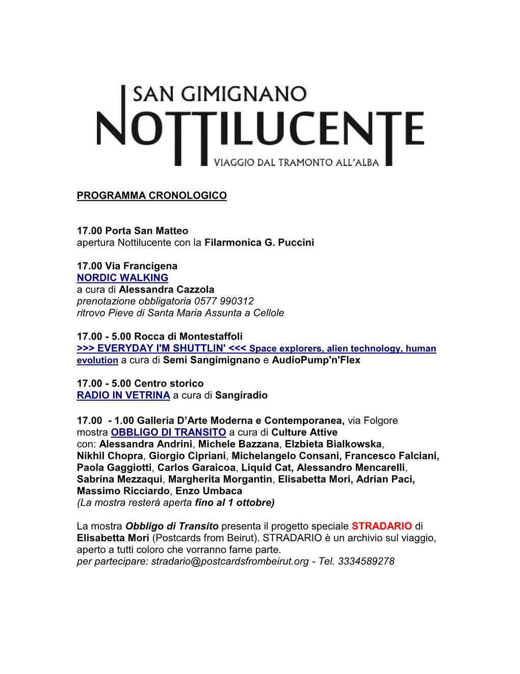 Programma NOTTILUCENTE