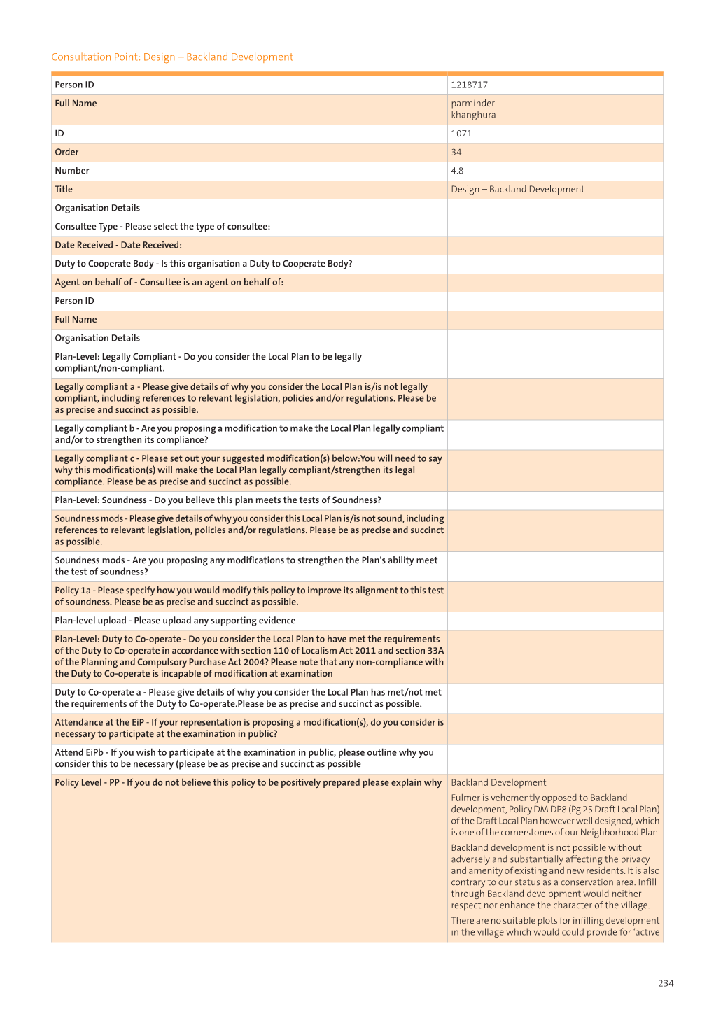 Report Consultation Point