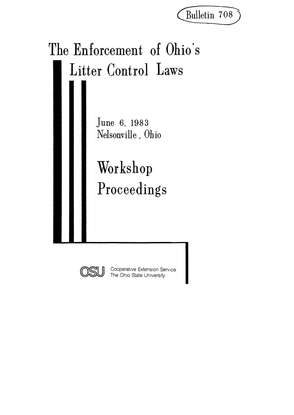 The Enforcement of Ohio's Litter Control Laws Workshop Proceedings