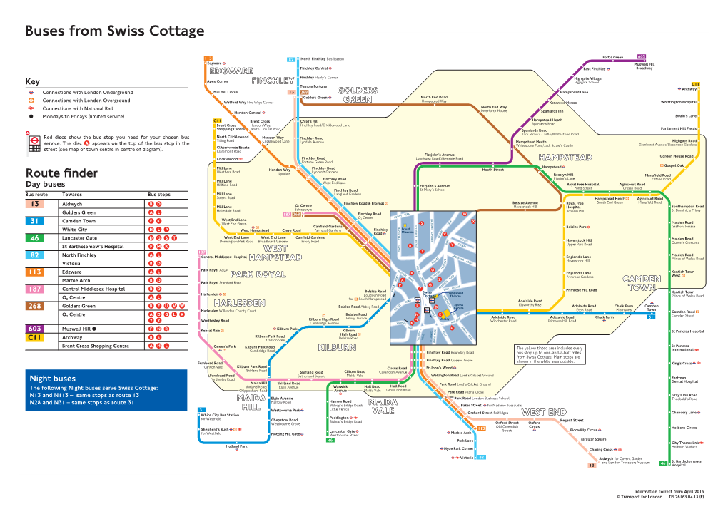 Buses from Swiss Cottage