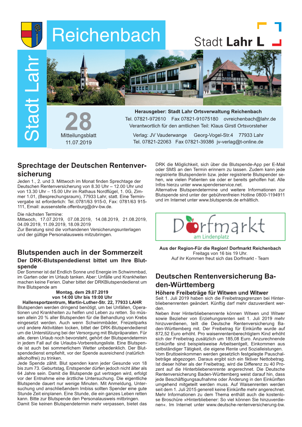 Mitteilungsblatt Reichenbach 28/2019