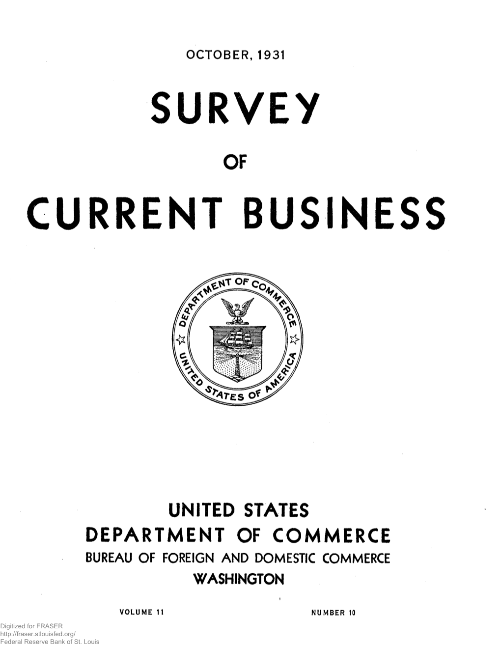 Survey of Current Business October 1931