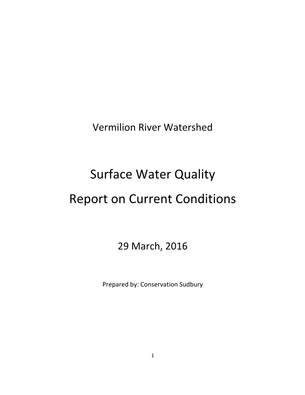 Surface Water Quality Report on Current Conditions