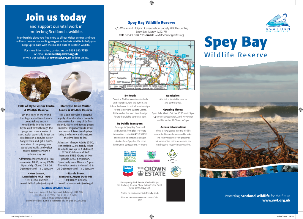Spey Bay Wildlife Reserve and Support Our Vital Work in C/O Whale and Dolphin Conservation Society Wildlife Centre, Protecting Scotland’S Wildlife