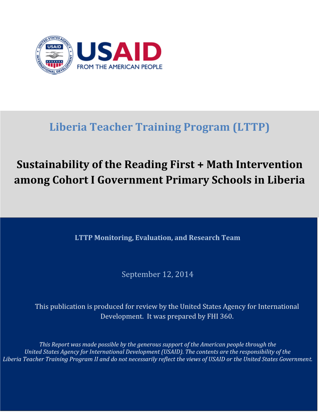 Liberia Teacher Training Program (LTTP) Sustainability of The