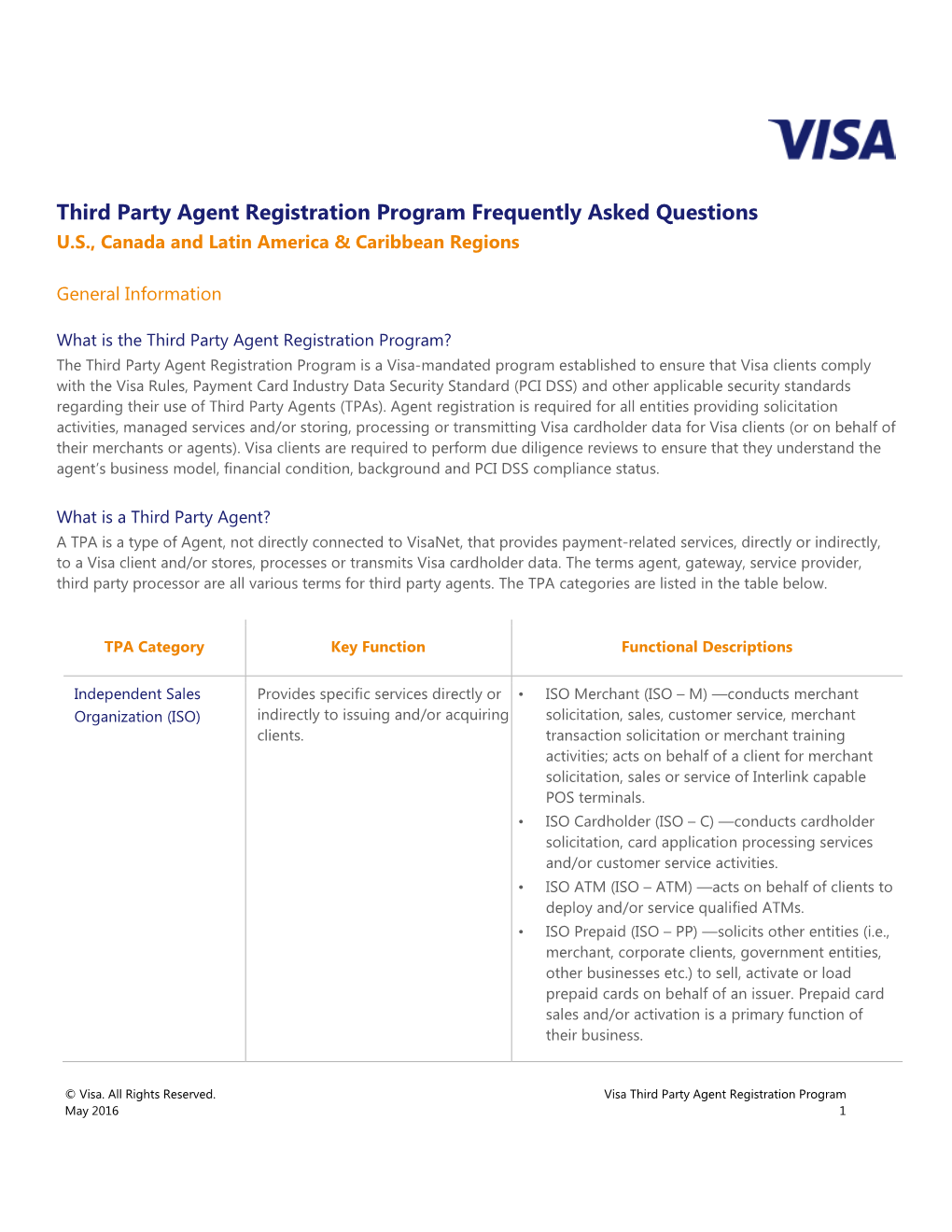 Third Party Agent Registration Program Frequently Asked Questions U.S., Canada and Latin America & Caribbean Regions