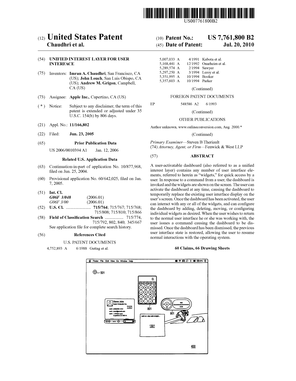 (12) United States Patent (10) Patent No.: US 7,761,800 B2 Chaudhri Et Al