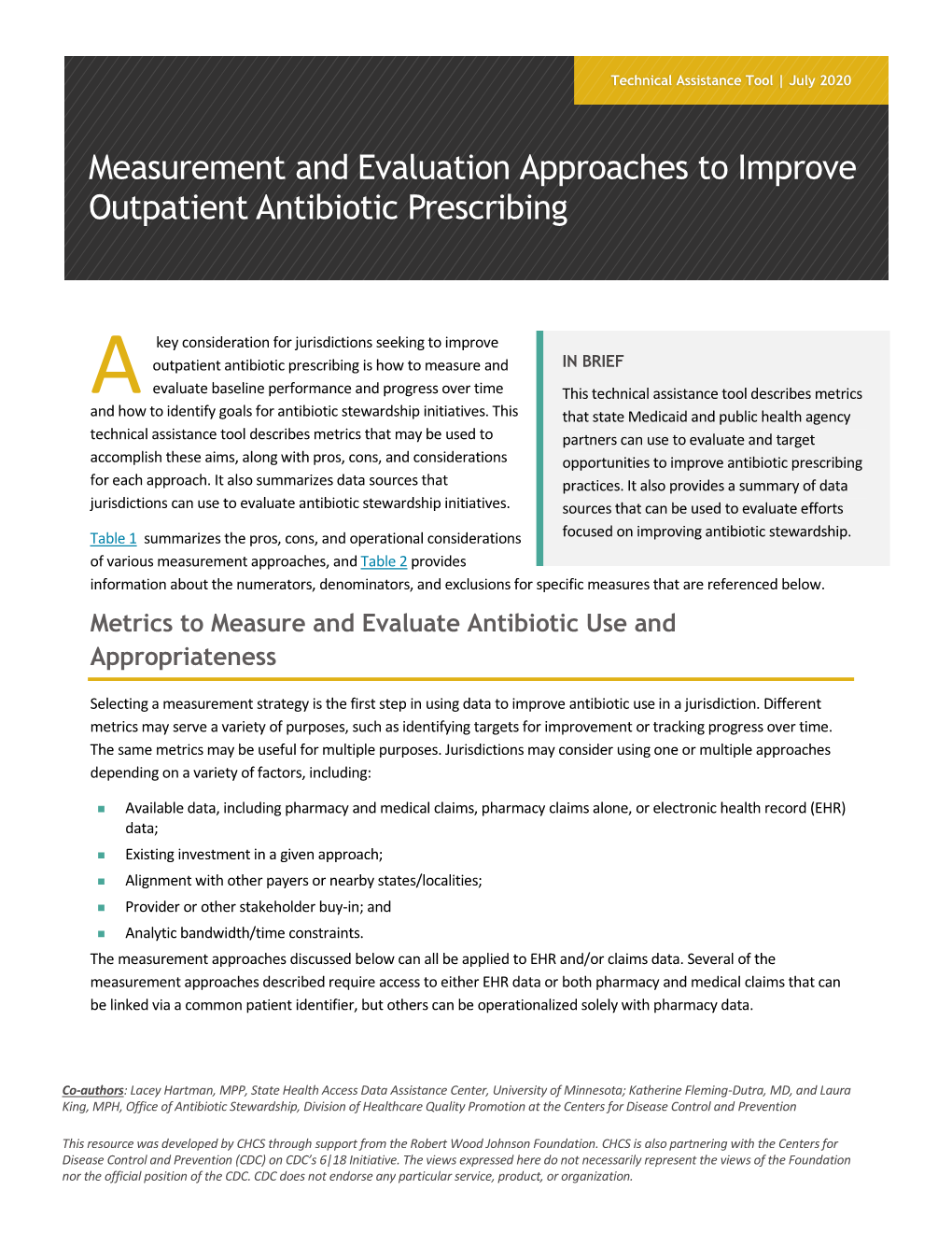 Measurement and Evaluation Approaches to Improve Outpatient Antibiotic Prescribing