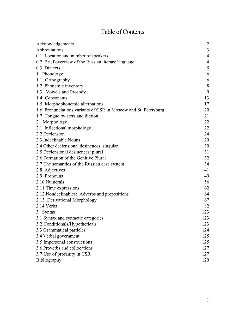 Table of Contents