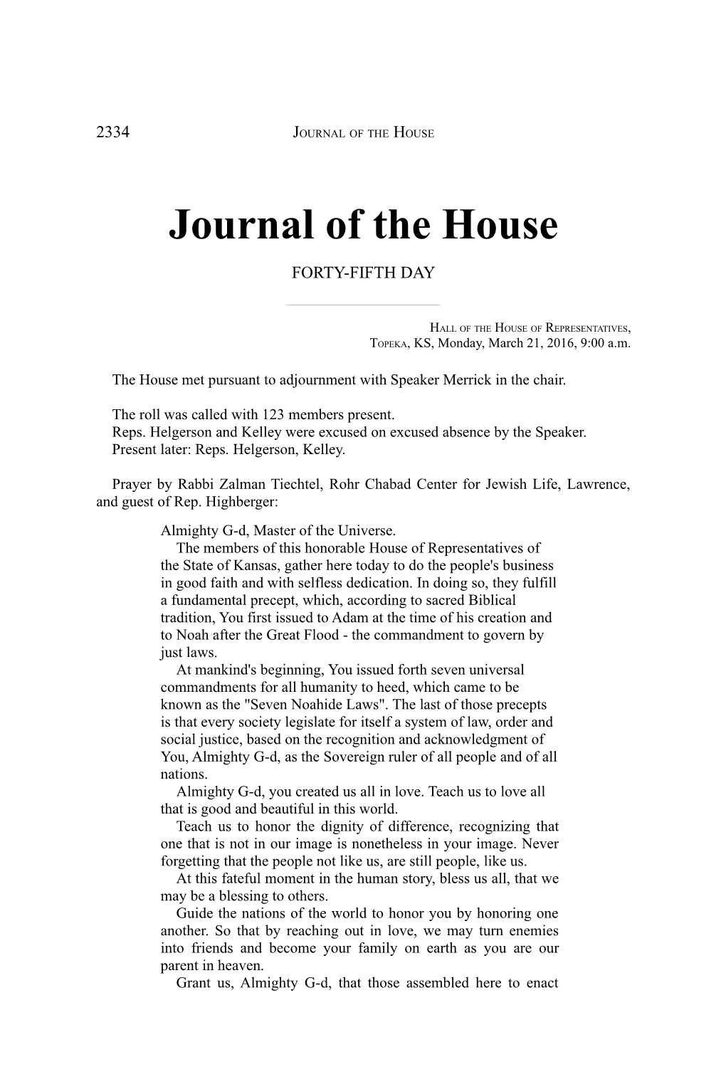 Journal of the House