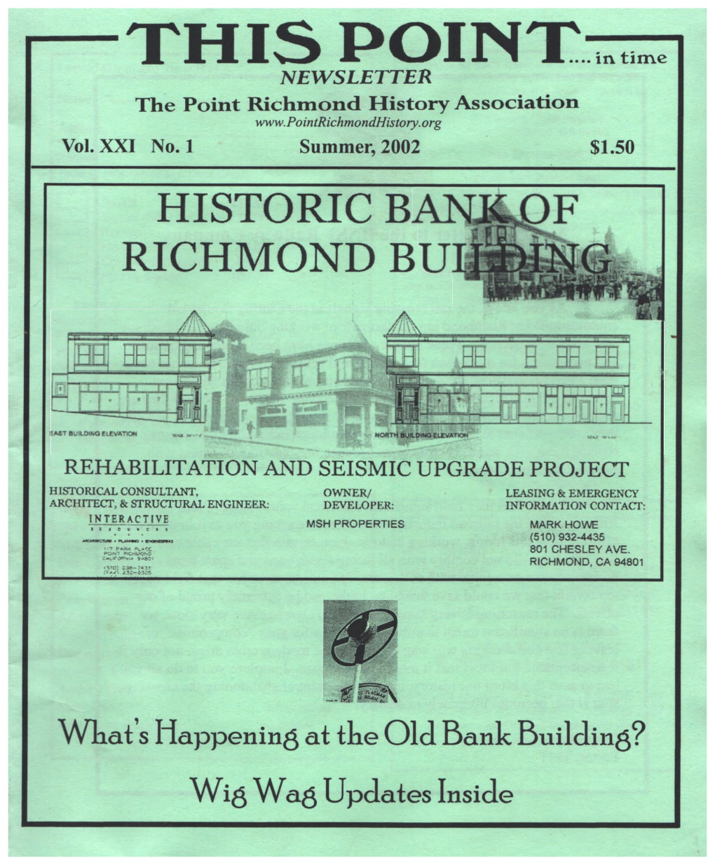 — THIS POINT— NEWSLETTER the Point Richmond History Association