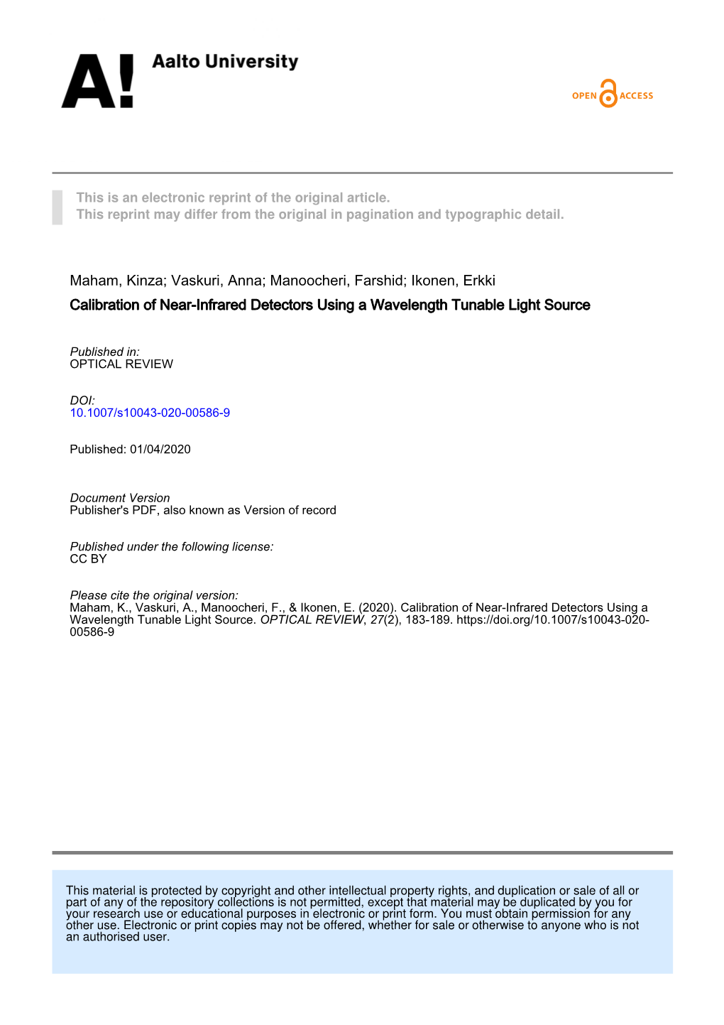 Calibration of Near-Infrared Detectors Using a Wavelength Tunable Light Source