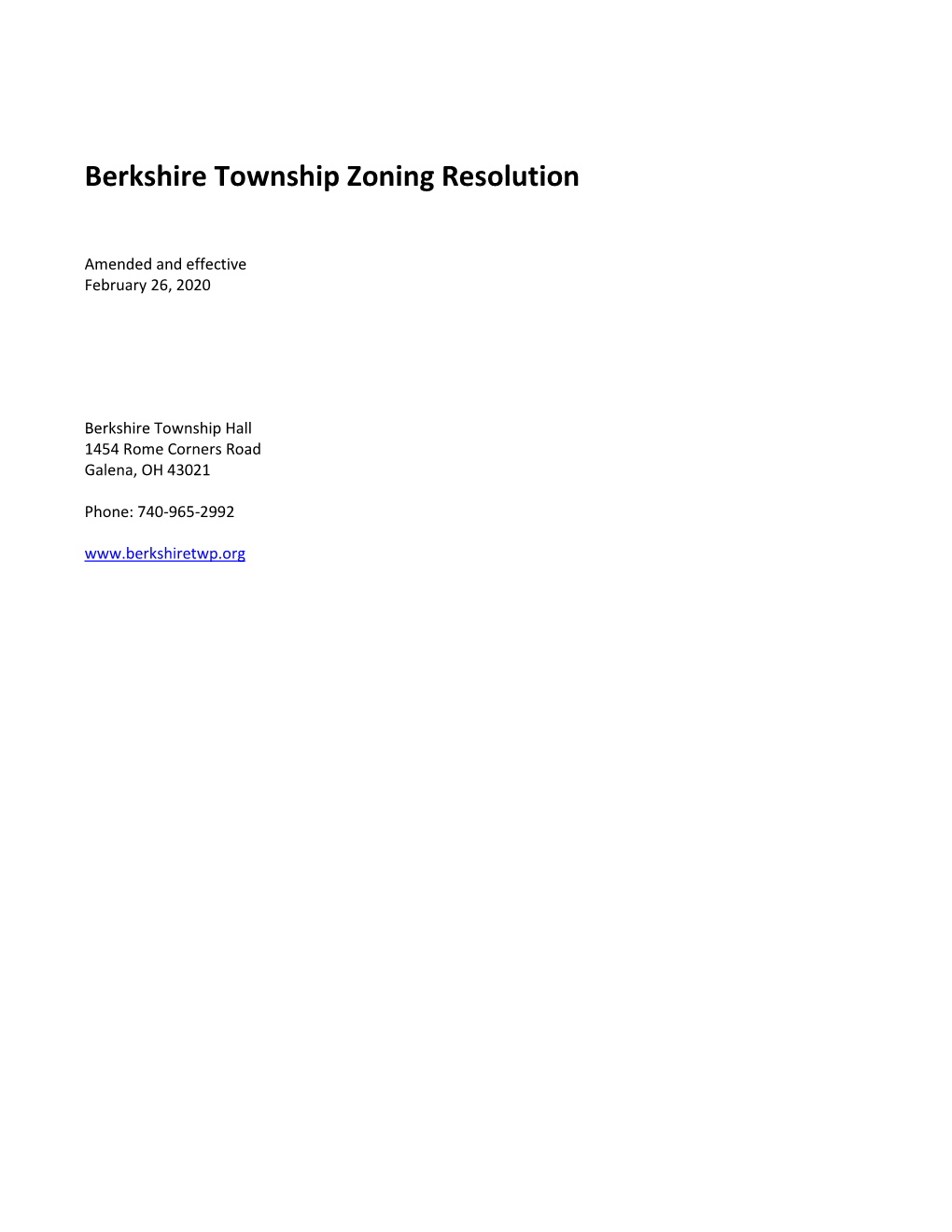Berkshire Township Zoning Resolution