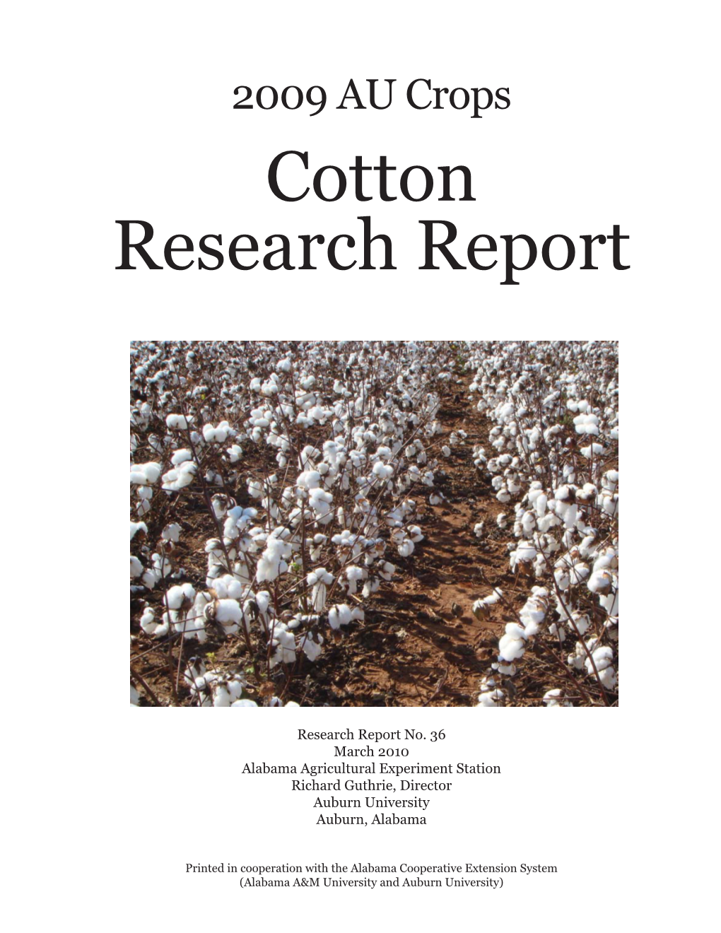 2009 AU Crops Cotton Research Report