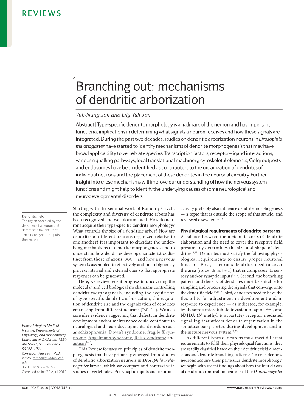 Mechanisms of Dendritic Arborization