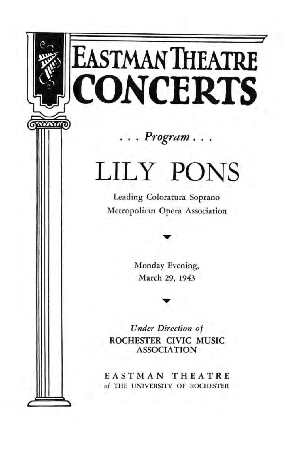 Eastman Theatre Concerts; March 29, 1943; Lilt Pons
