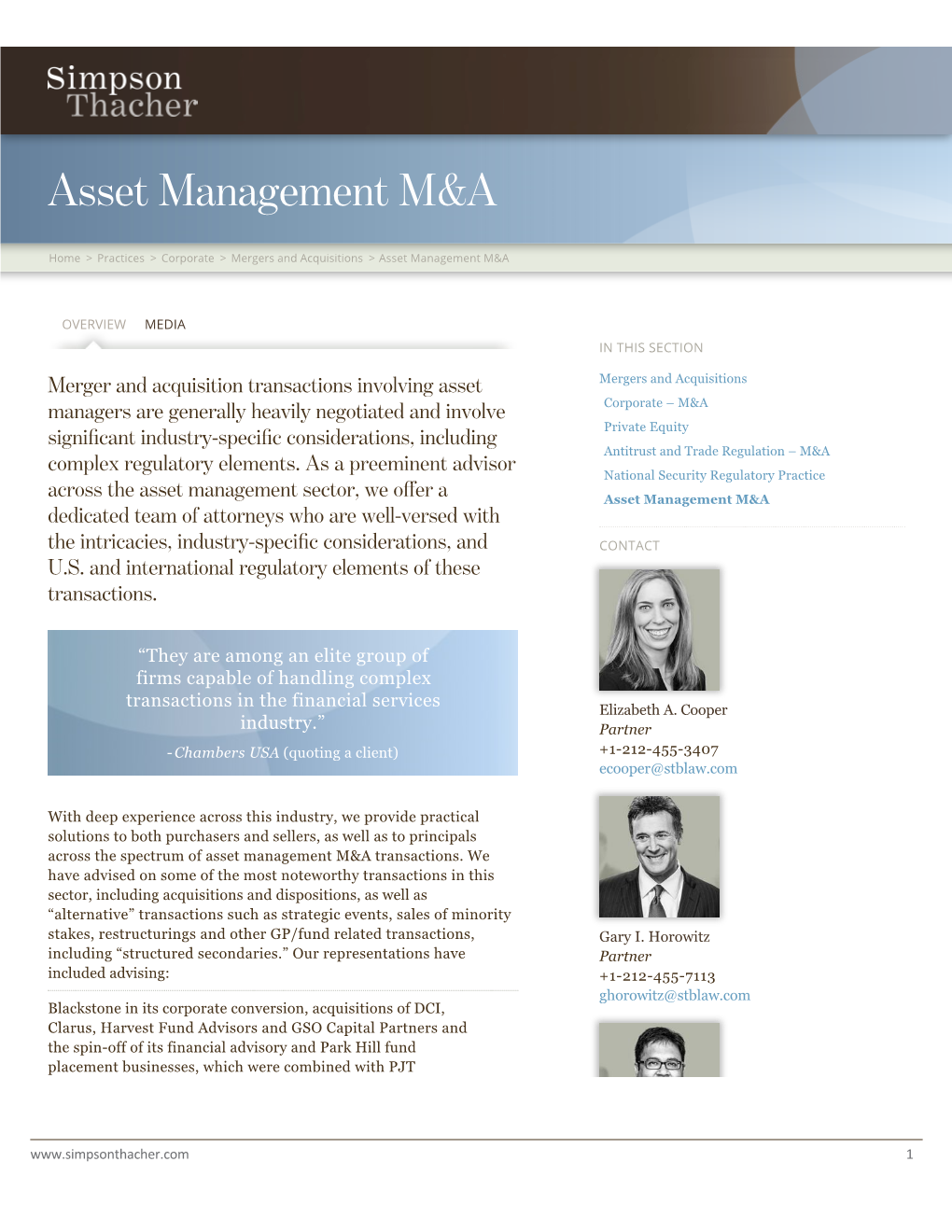 Asset Management M&A | Simpson Thacher & Bartlett