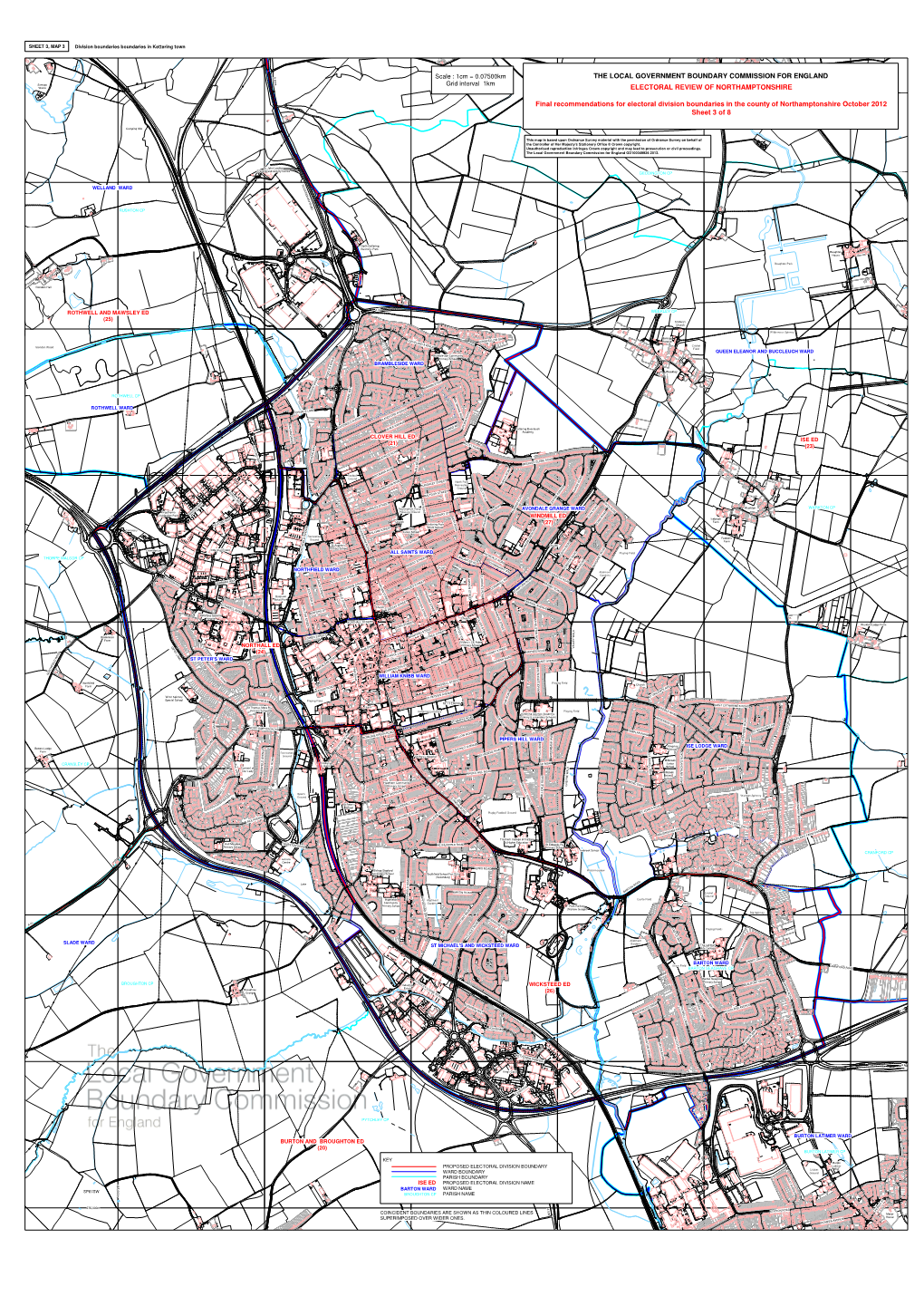THE LOCAL GOVERNMENT BOUNDARY COMMISSION for ENGLAND Q 0 Recreation Ground 0 Sewage 3 Grid Interval 1Km Works ELECTORAL REVIEW of NORTHAMPTONSHIRE