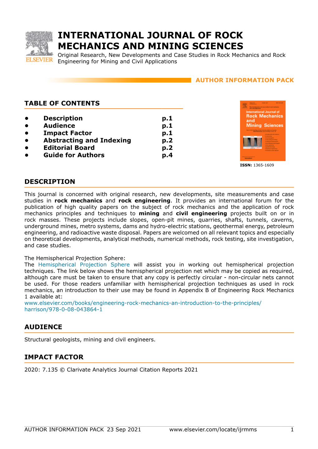 International Journal of Rock Mechanics and Mining