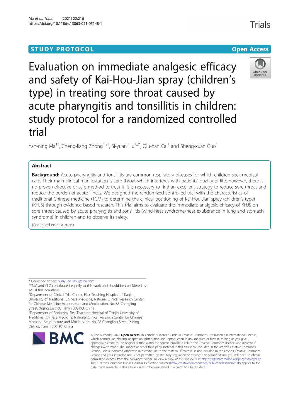 (Children's Type) in Treating Sore Throat Caused B